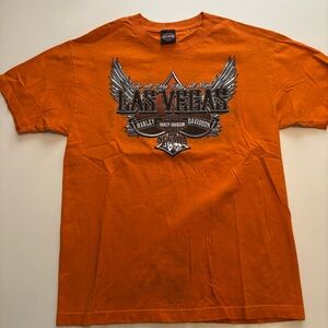 Orange Harley Davidson Las Vegas (tint of black all over the shirt)